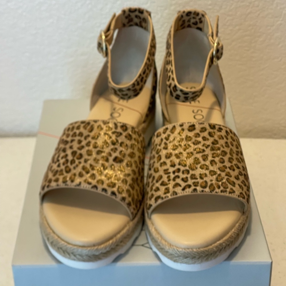 New Metallic Leopard Print Espadrille Sandals ~ Size 10